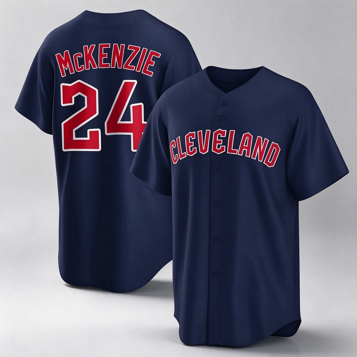 Cleveland Guardians #24 Triston McKenzie Player Navy Game Home Stitched Baseball Jersey