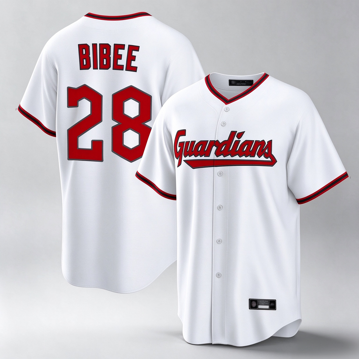 Cleveland Guardians #28 Tanner Bibee Player White Game Home Stitched Baseball Jersey