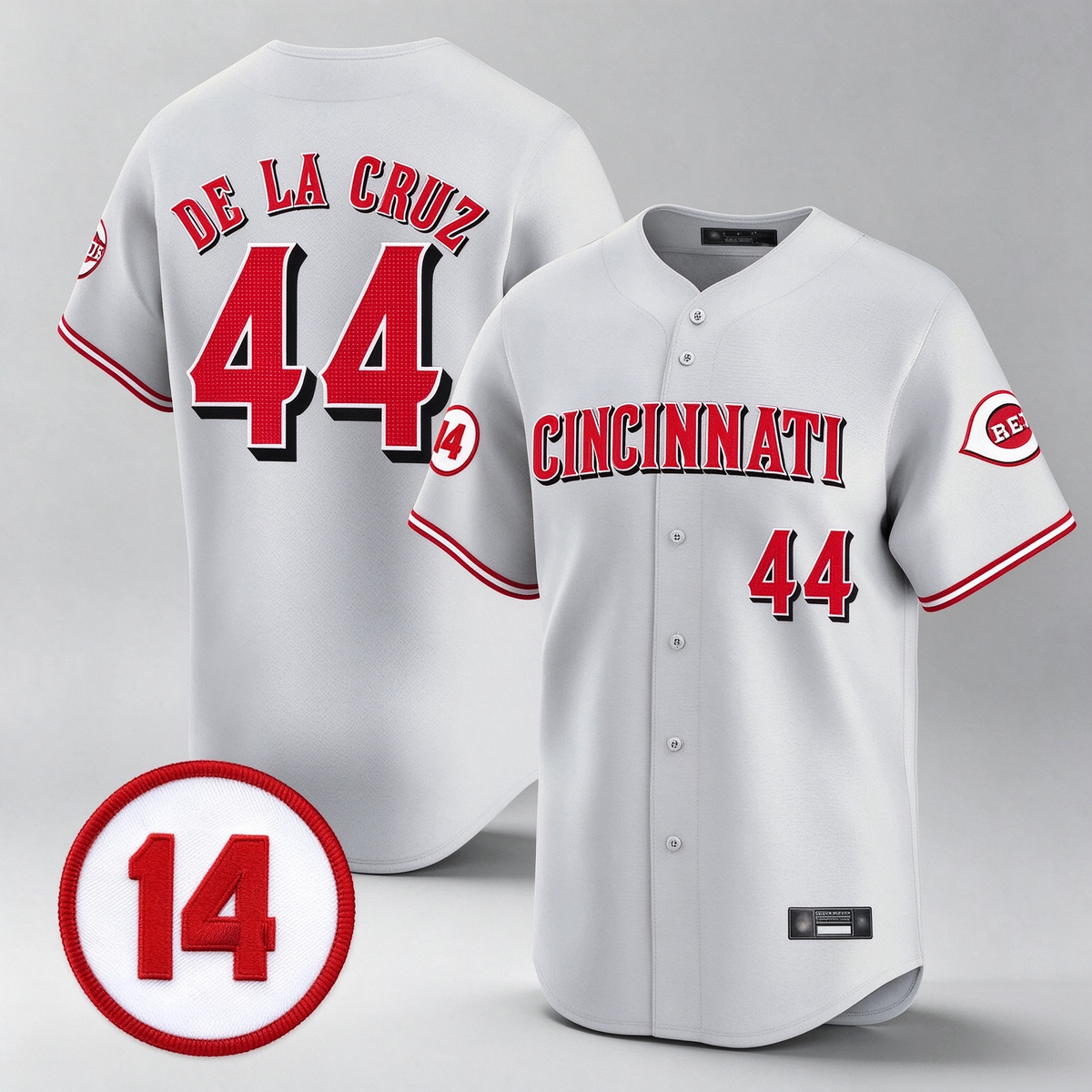 Cincinnati Reds #44 Elly De La Cruz Player Gray Vapor Premier Limited Home Stitched Baseball Jersey