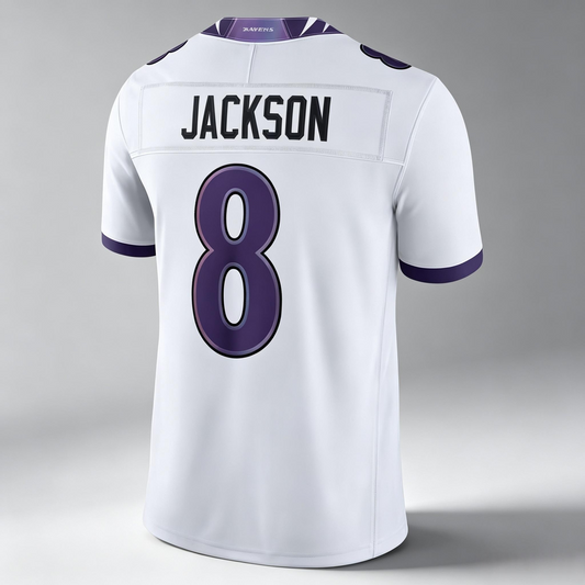 PHIN B.Ravens #8 Lamar Jackson White Game Stitched Jerseys