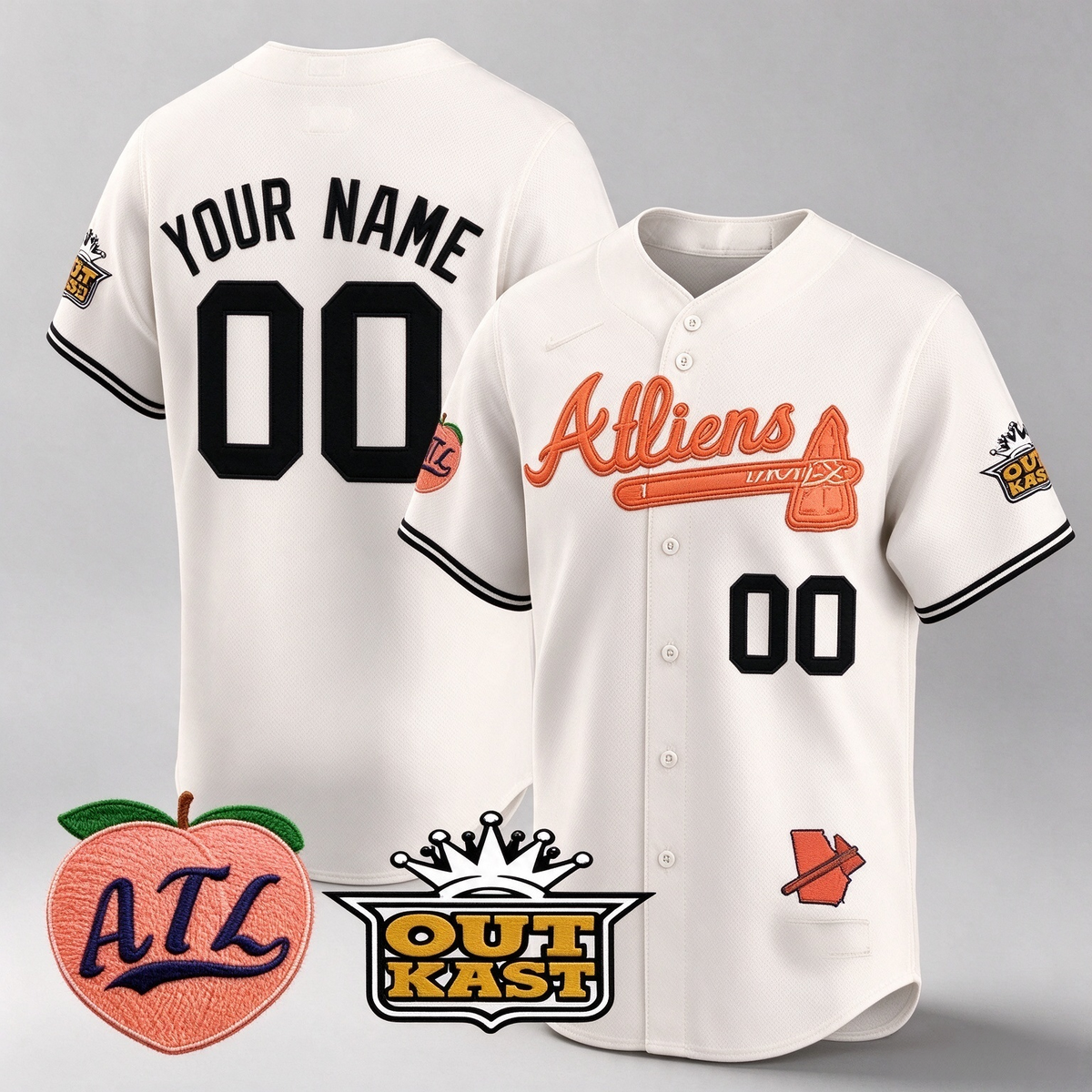 Atlanta Braves Atliens & Peach Vapor Premier Limited Custom Jersey –Cream Baseball Jersey