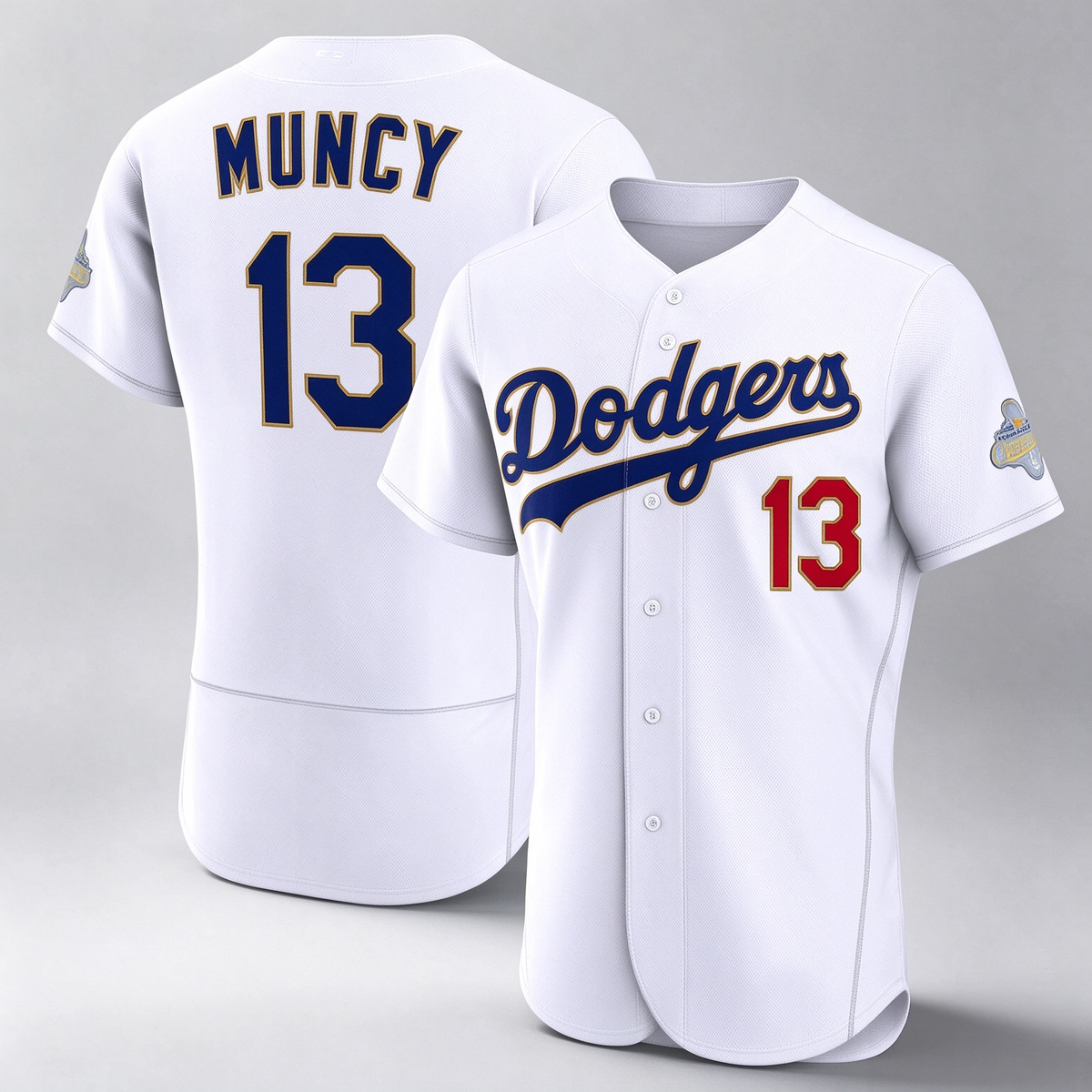 Los Angeles Dodgers #13 Max Muncy White 2026 Gold Collection Authentic Baseball Jersey