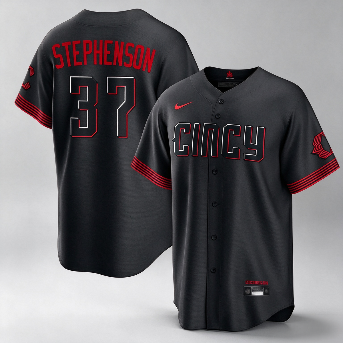 Cincinnati Reds #37 Tyler Stephenson Player Black City Connect Home Game Stitched Baseball Jersey