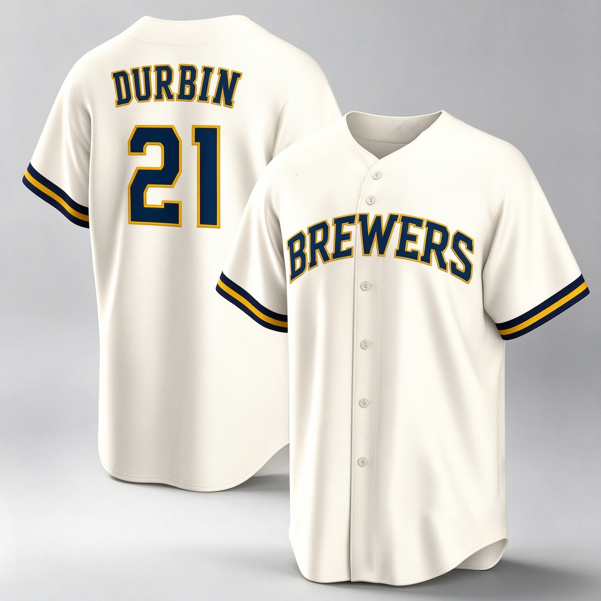 Milwaukee Brewers #21 Caleb Durbin Cream Home Replica Baseball Jersey