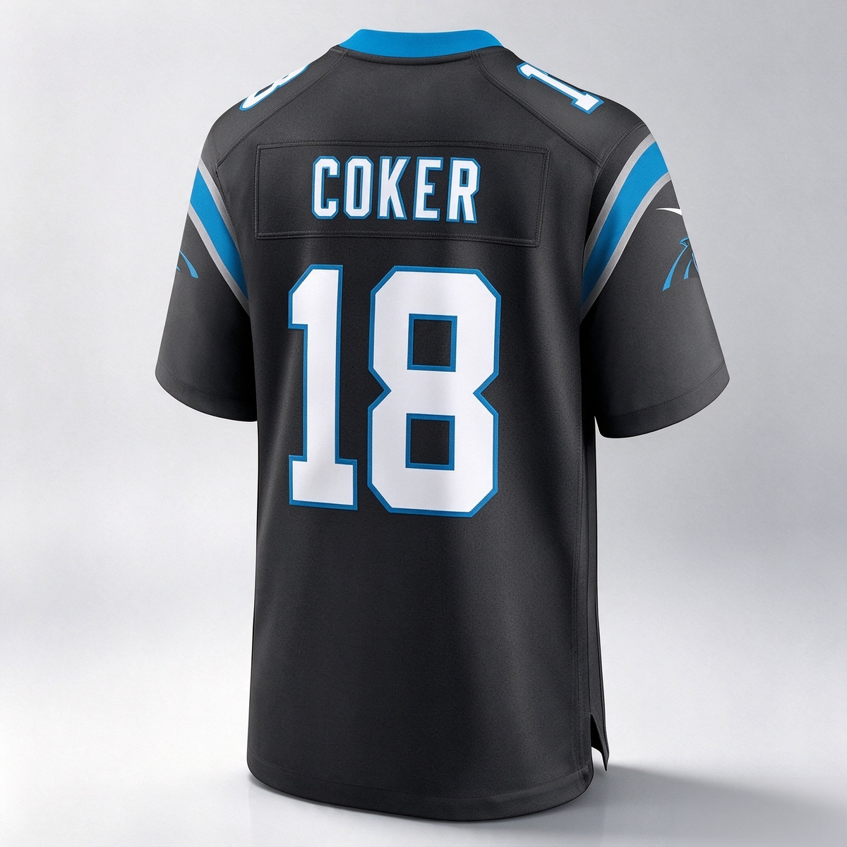 C.Panthers #18 Jalen Coker Black Team Game Stitched Football American Jersey