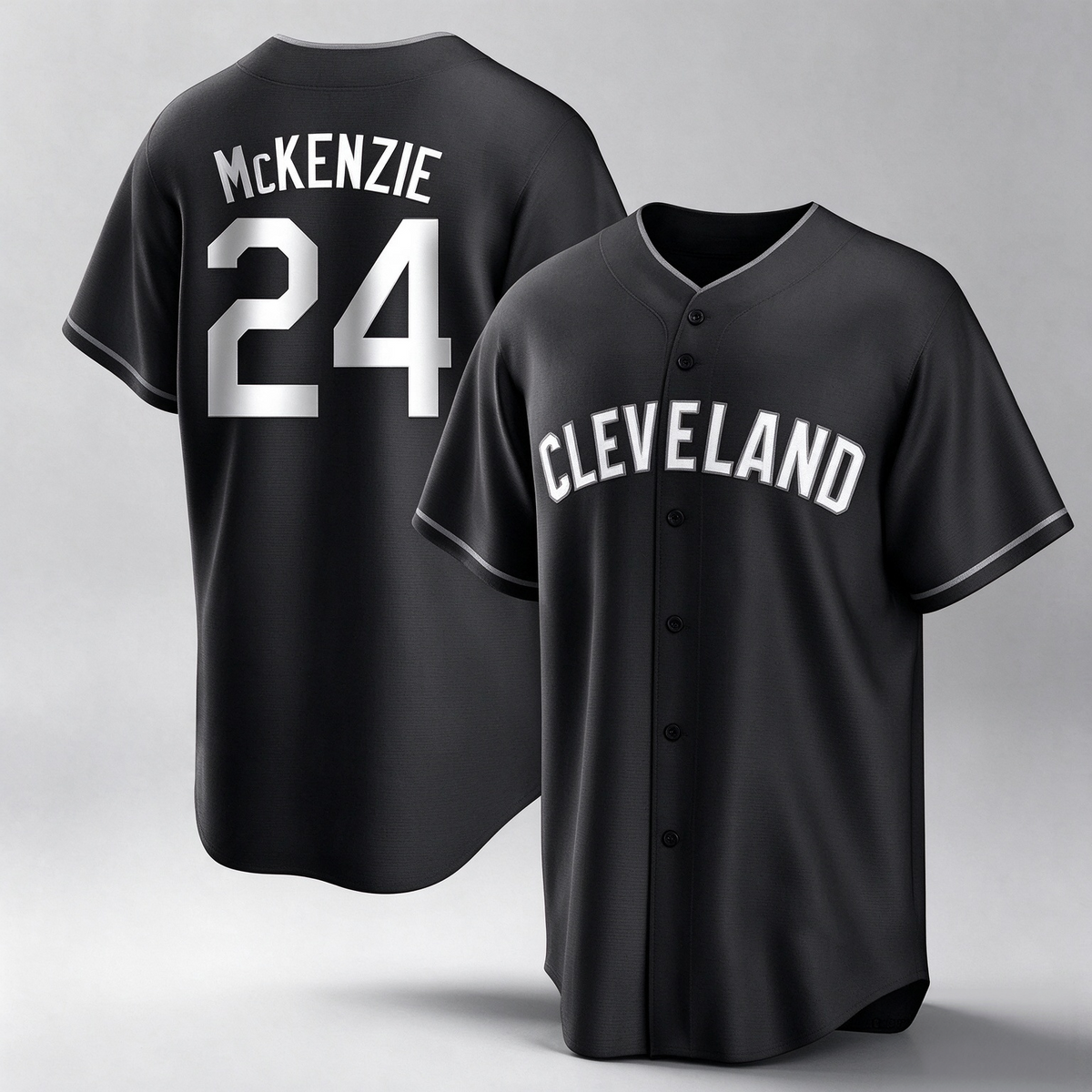 Cleveland Guardians #24 Triston McKenzie Player Black Home Game Stitched Baseball Jersey