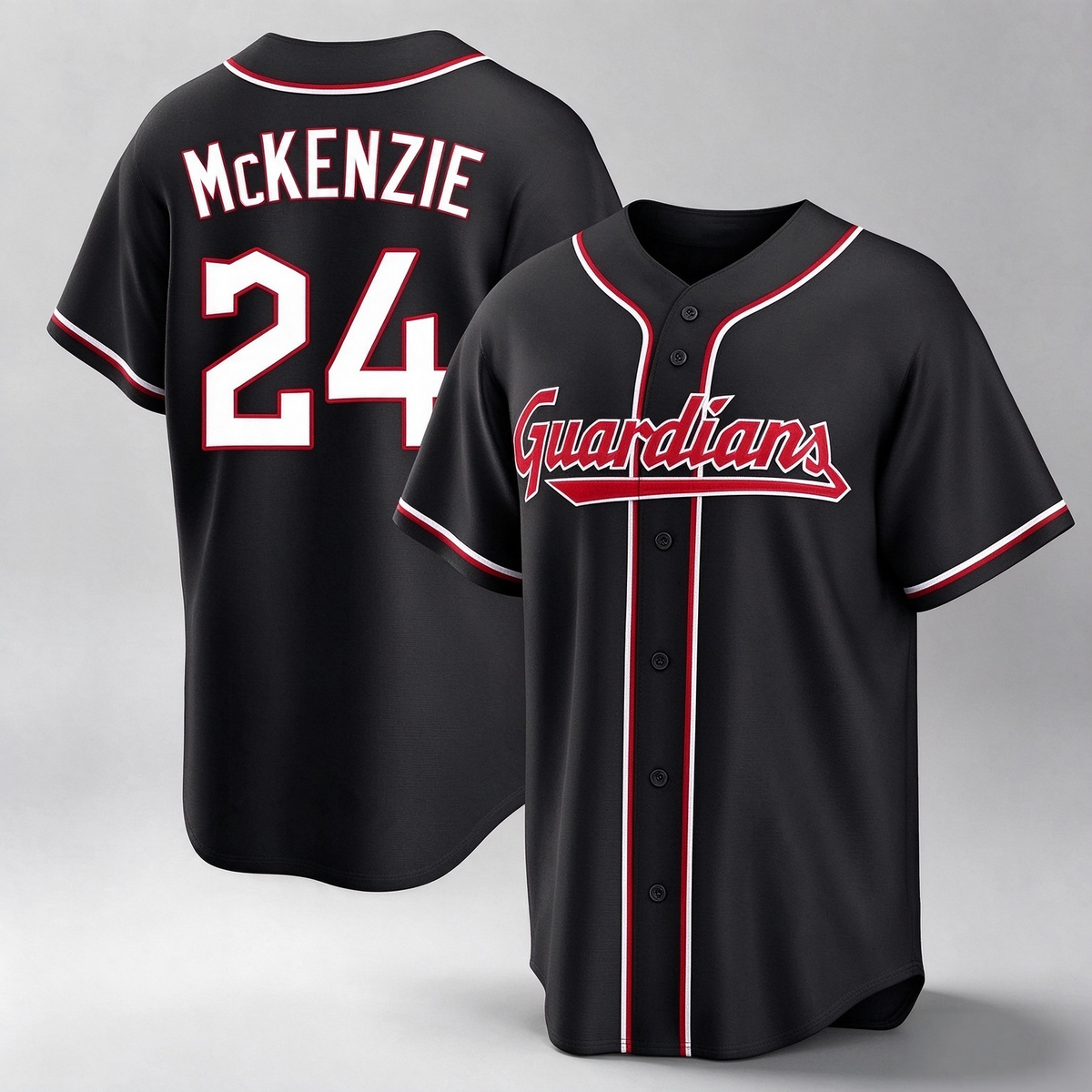 Cleveland Guardians #24 Triston McKenzie Player Black Fashion Out Home Game Stitched Baseball Jersey