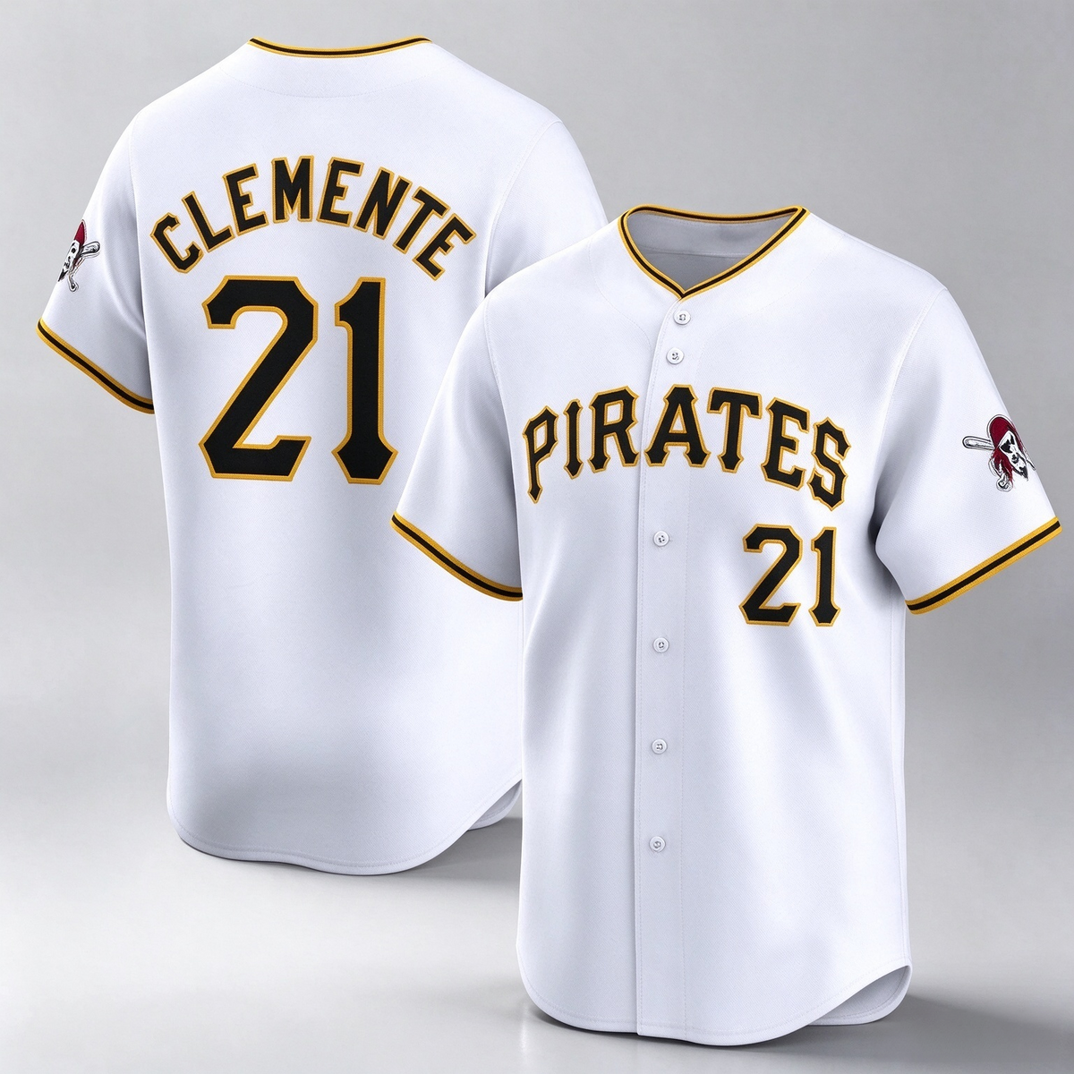 Pittsburgh Pirates #21 Roberto Clemente White Home Limited Baseball Stitched Baseball Jersey