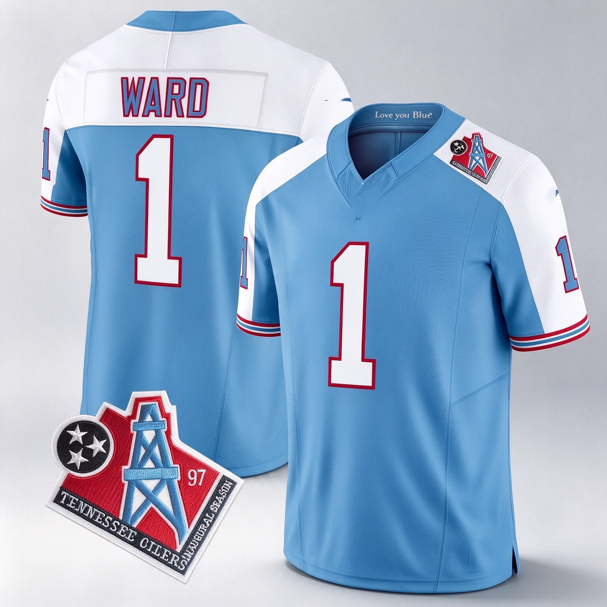 T.Titans #1 Cameron Ward White Light Blue F.U.S.E. Vapor Limited Stitched Throwback Football Jersey