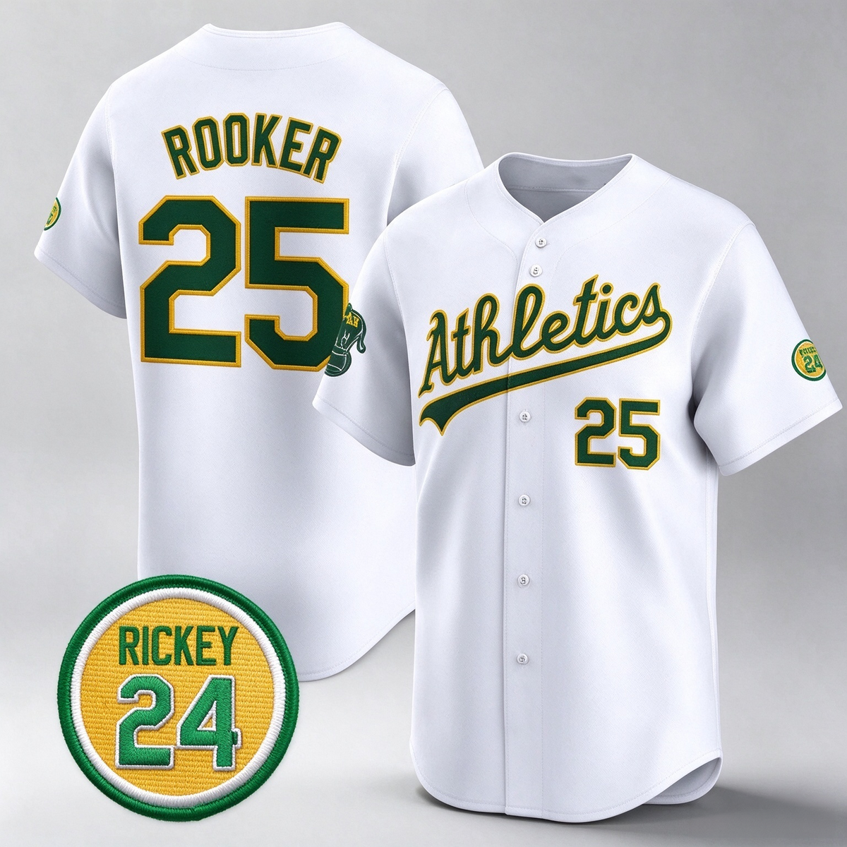 Oakland Athletics #25 Brent Rooker White 2024 Home Limited With Rickey Henderson Patch Stitched Baseball Jersey