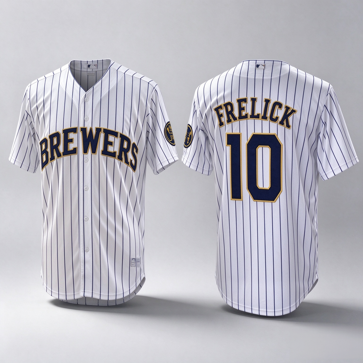 Milwaukee Brewers #10 Sal Frelick White Pinstripe 2025 With Patch Stitched Baseball Jersey