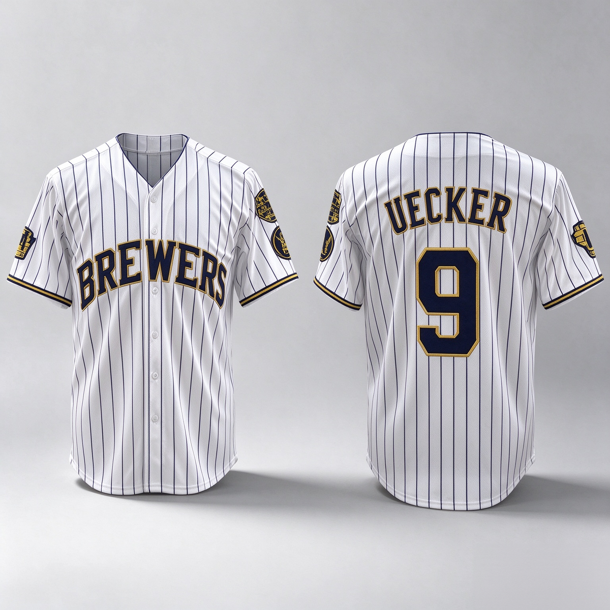 Milwaukee Brewers #9 Bob Uecker White With Home Patch Limited Stitched Baseball Jersey