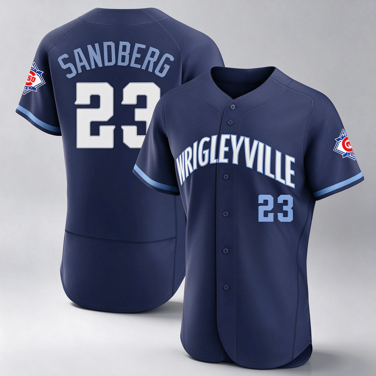 Chicago Cubs #23 Ryne Sandberg Player Navy City Connect 150th Anniversary Limited Elite Home Stitched Baseball Jersey