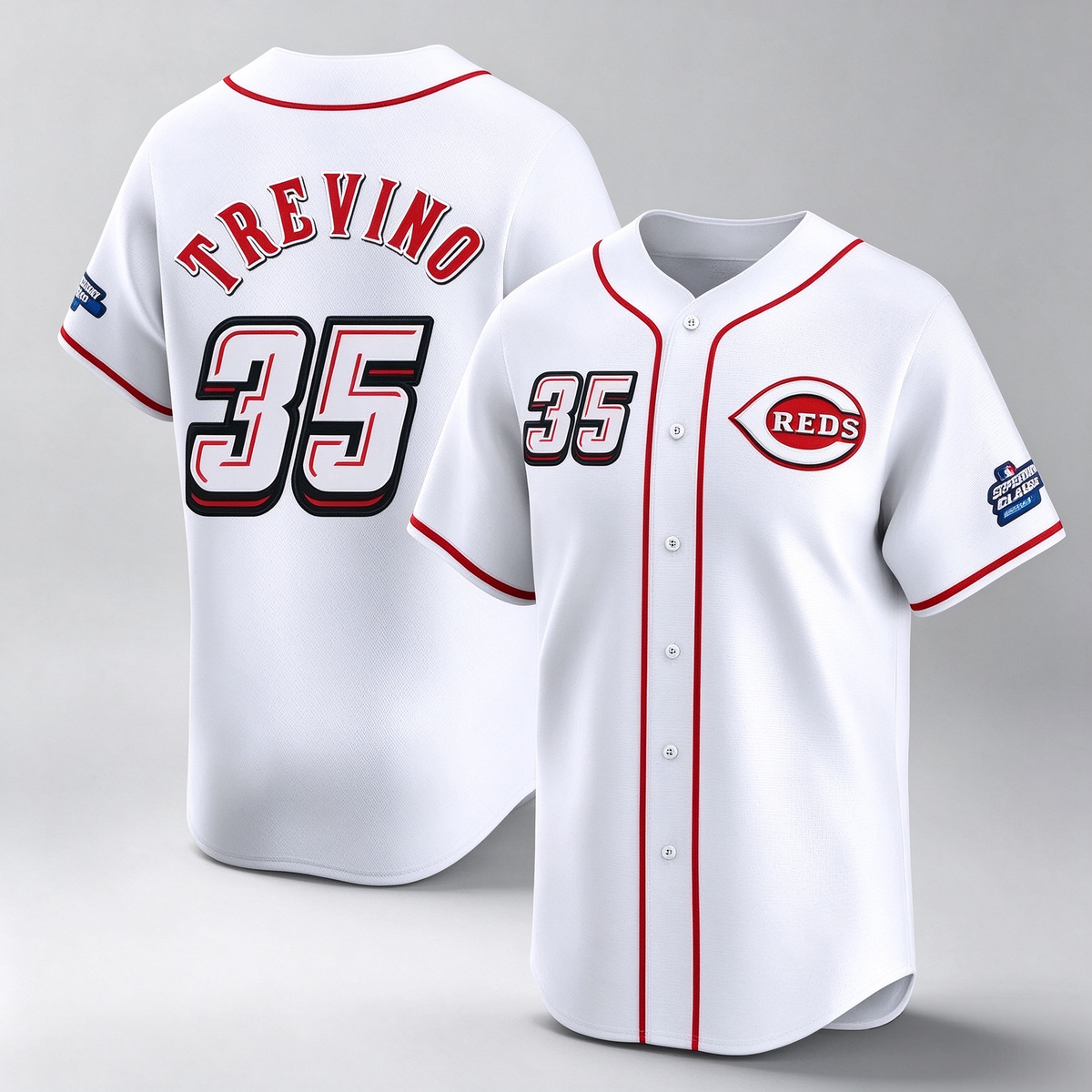 Cincinnati Reds #35 Jose Trevino Player White Speedway Classic Home Limited Stitched Baseball Jersey