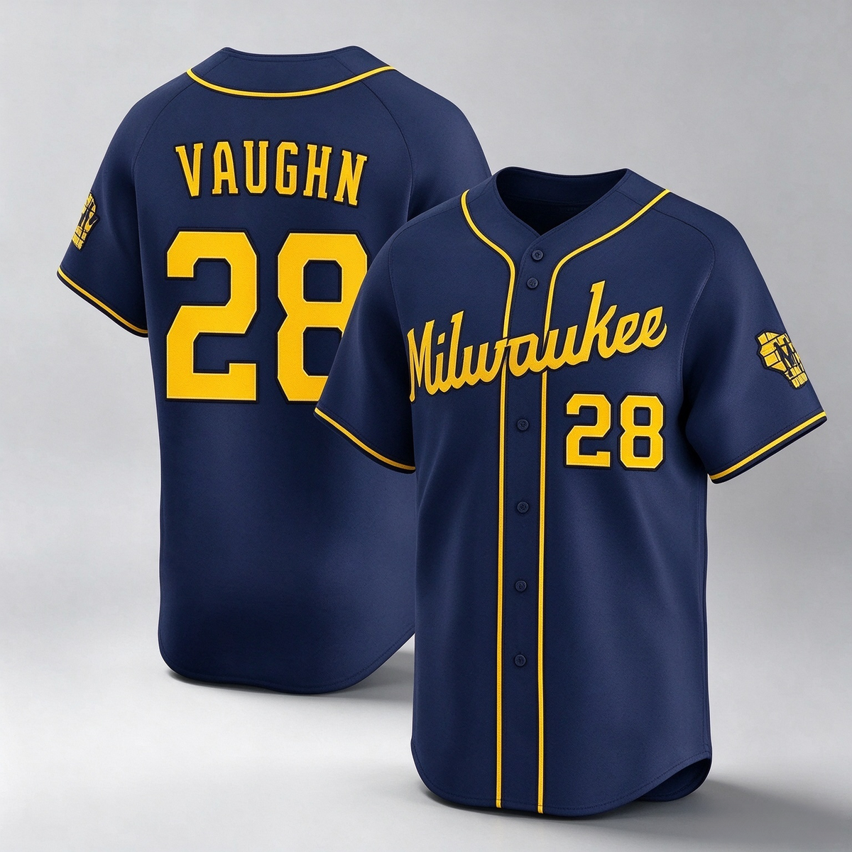 Milwaukee Brewers #28 Andrew Vaughn Navy Alternate Limited Stitched Baseball Jersey