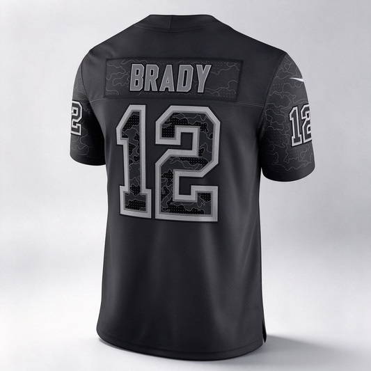 TB.Buccaneers #12 Tom Brady Black RFLCTV - Limited Stitched Football Jersey