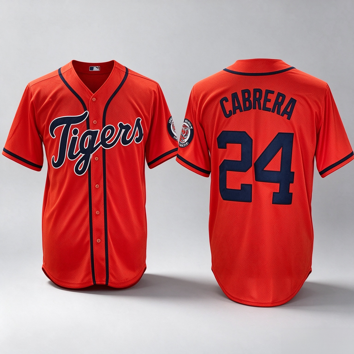 Detroit Tigers #24 Miguel Cabrera Orange With Patch Cool Base Stitched Baseball Jersey
