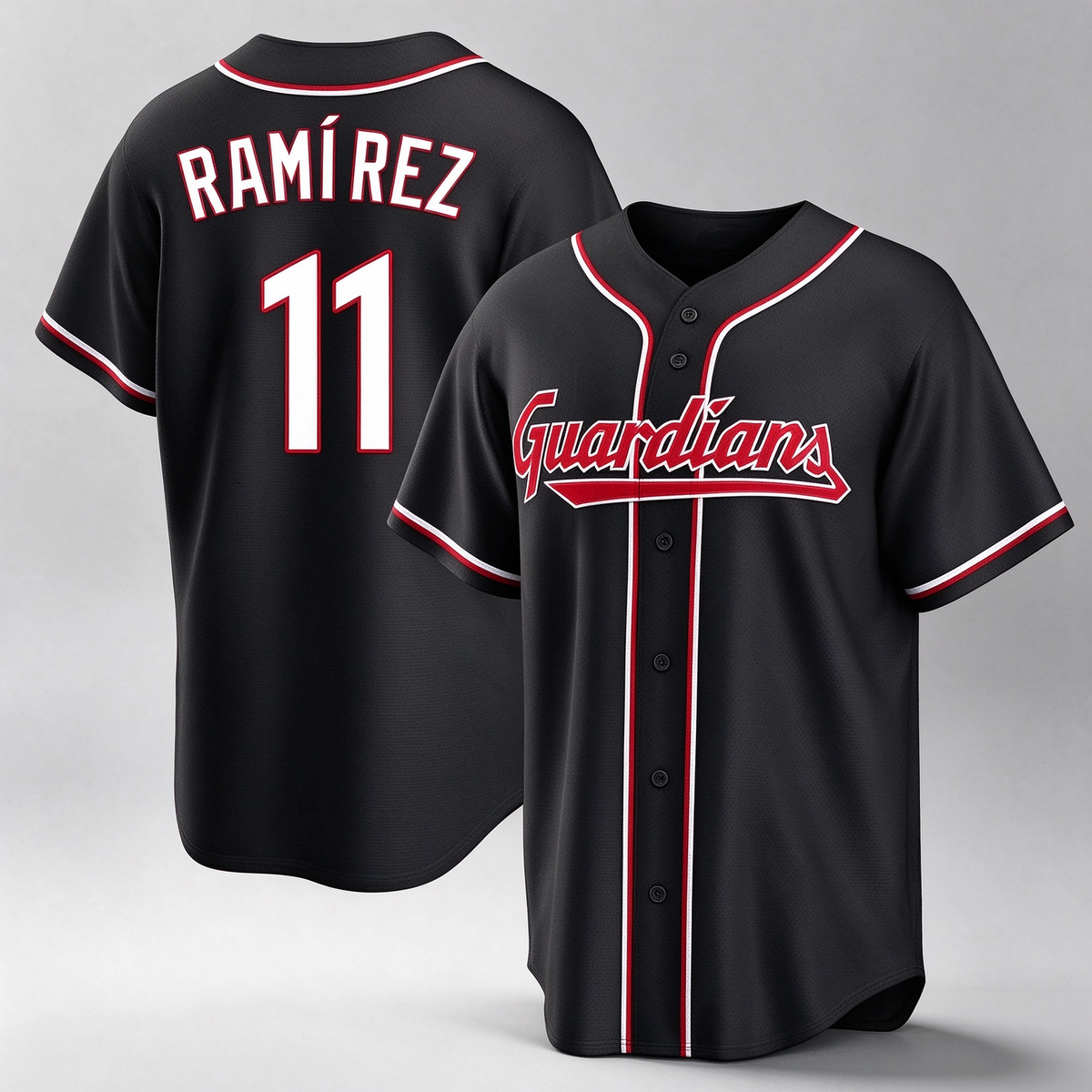 Cleveland Guardians #11 Jose Ramirez Player Black Fashion Out Home Game Stitched Baseball Jersey