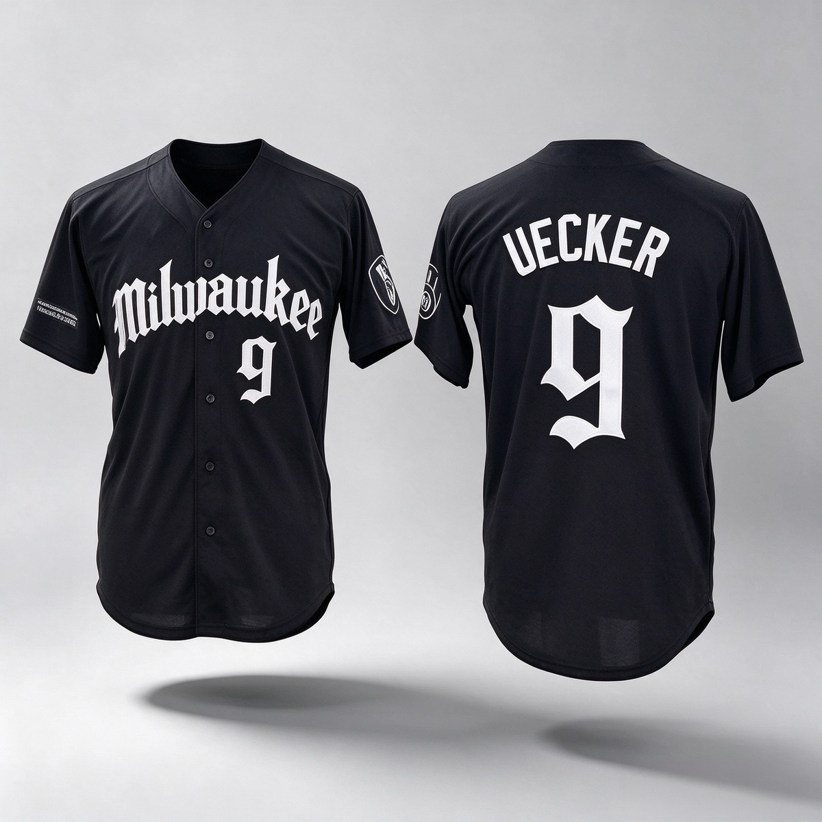 Milwaukee Brewers #9 Bob Uecker Black 'Gothic 414 Shadows Edition' Vapor Premier Limited Stitched Baseball Jersey