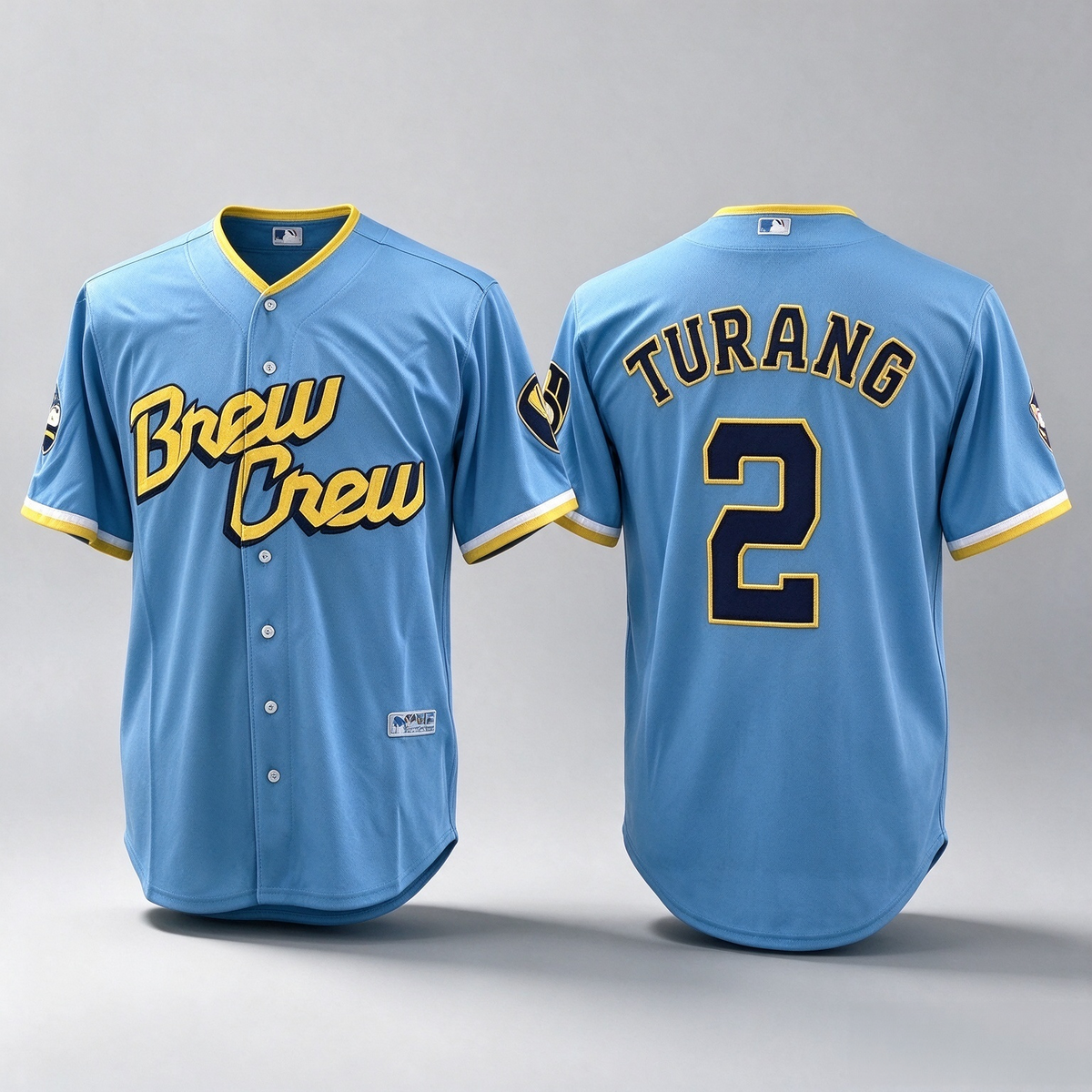 Milwaukee Brewers #2 Brice Turang Powder Blue City Connect Cool Base Stitched Baseball Jersey