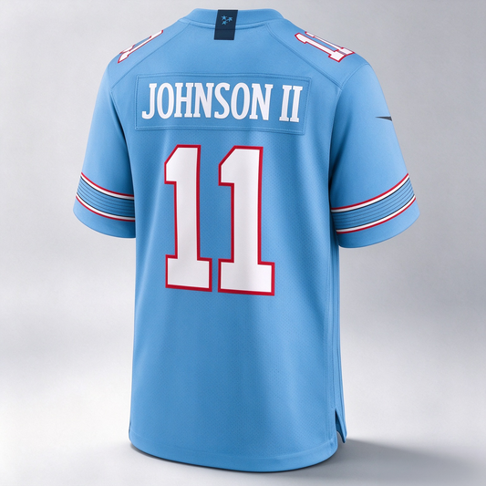 T.Titans #11 Jermaine Johnson II Light Blue Team Game Football Jersey