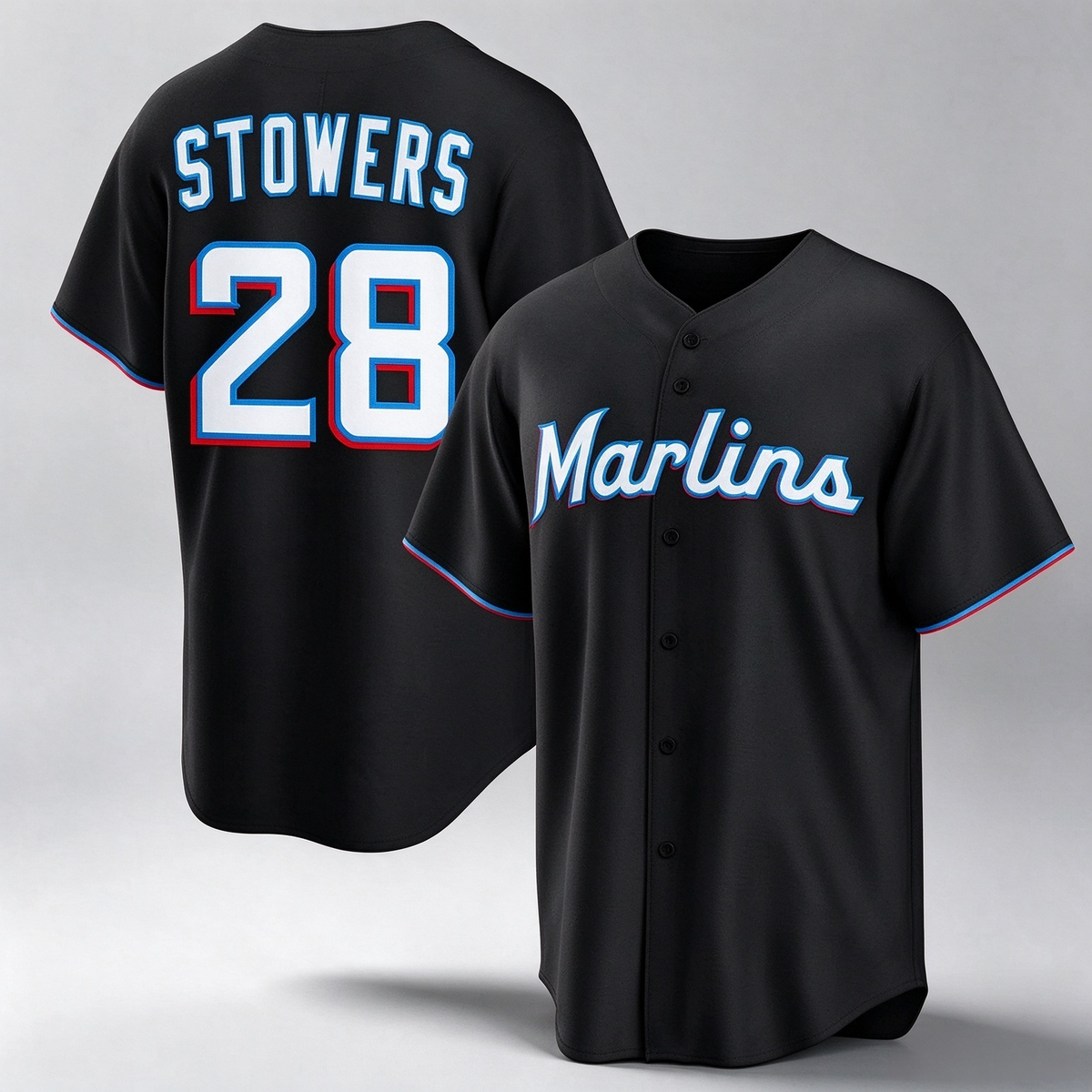 Miami Marlins #28 Kyle Stowers Black Cool Base Stitched Baseball Jersey