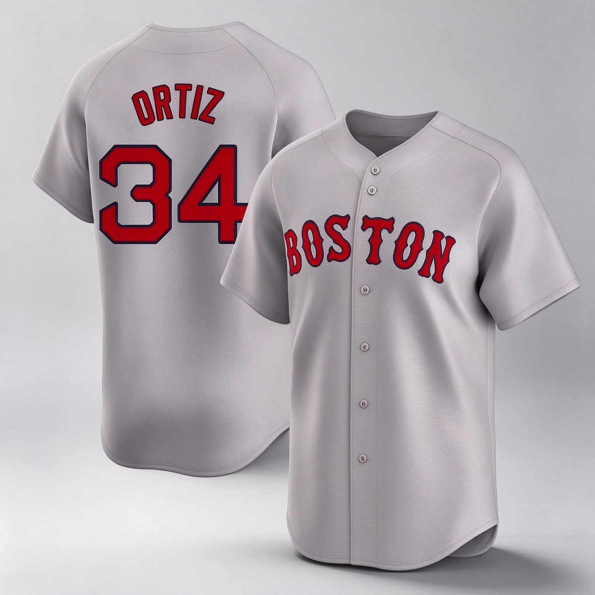 Boston Red Sox #34 David Ortiz Player Gray Road Limited Home Game Stitched Baseball Jersey