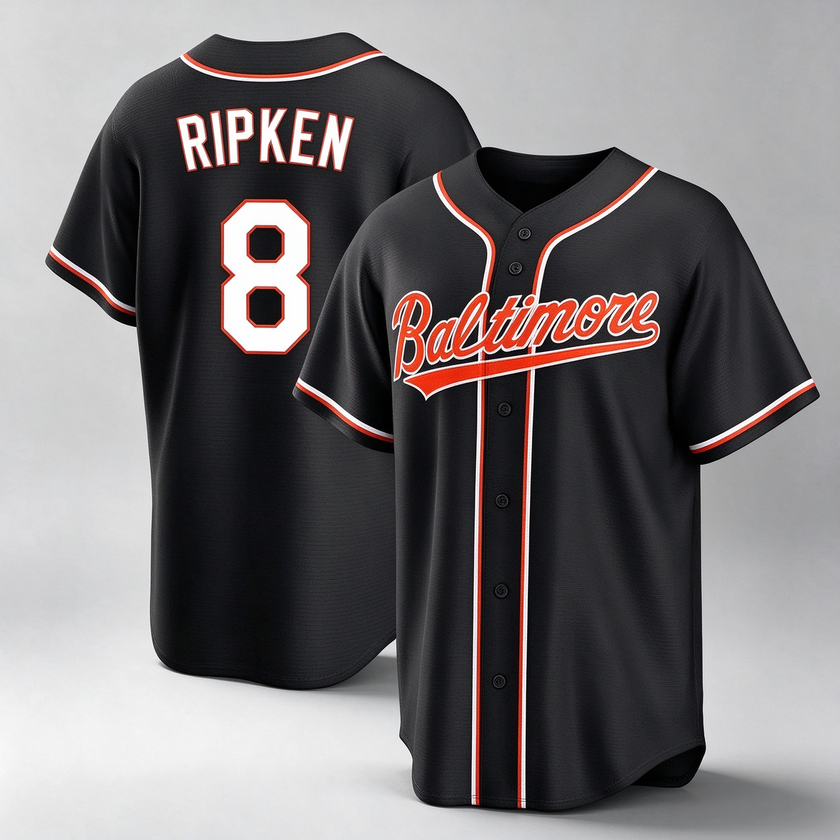 Baltimore Orioles #8 Cal Ripken Player Black Out Home Game Stitched Baseball Jersey