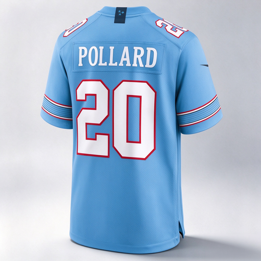T.Titans #20 Tony Pollard Light Blue Game Football Jersey