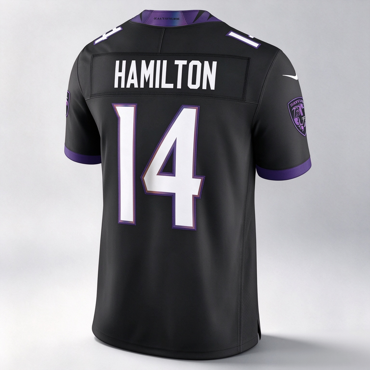 B.Ravens #14 Kyle Hamilton Black Alternate Vapor F.U.S.E. Stitched Limited Football Jersey