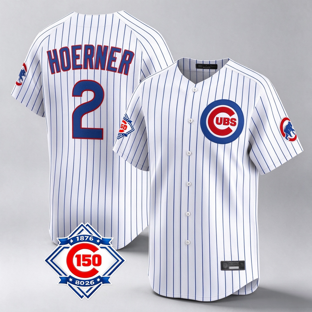 Chicago Cubs #2 Nico Hoerner Player White 150th Anniversary Limited Home Game Stitched Baseball Jersey