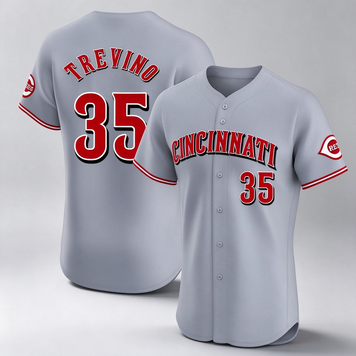 Cincinnati Reds #35 Jose Trevino Player Gray Limited Elite Home Stitched Baseball Jersey