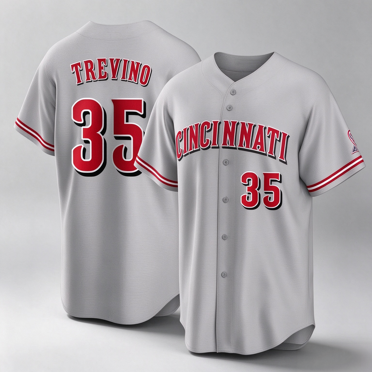 Cincinnati Reds #35 Jose Trevino Player Gray Home Game Stitched Baseball Jersey