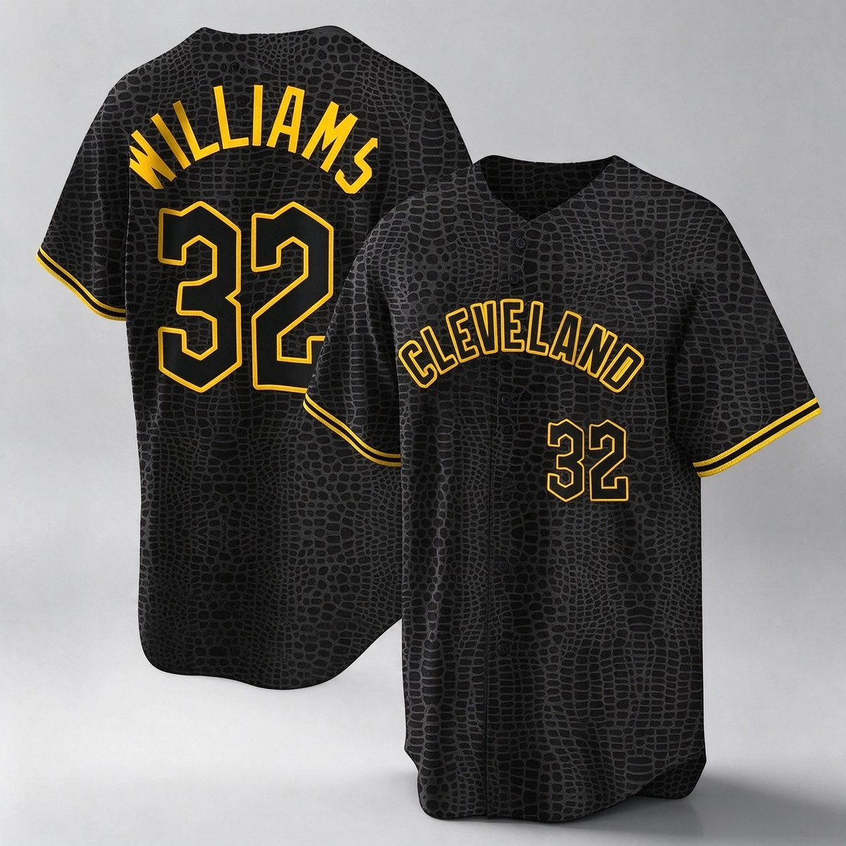 Cleveland Guardians #32 Gavin Williams Player Black Snake Skin City Home Game Stitched Baseball Jersey