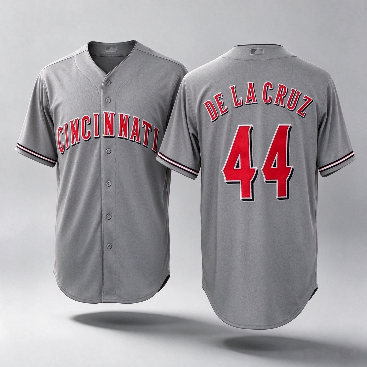 Cincinnati Reds #44 Elly De La Cruz Grey Cool Base Stitched Baseball Jersey