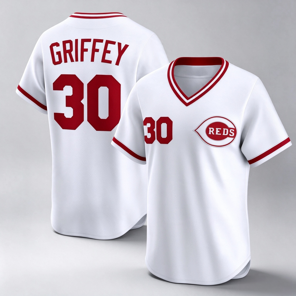 Cincinnati Reds #30 Ken Griffey White Throwback Cooperstown Collection Limited Baseball Jersey