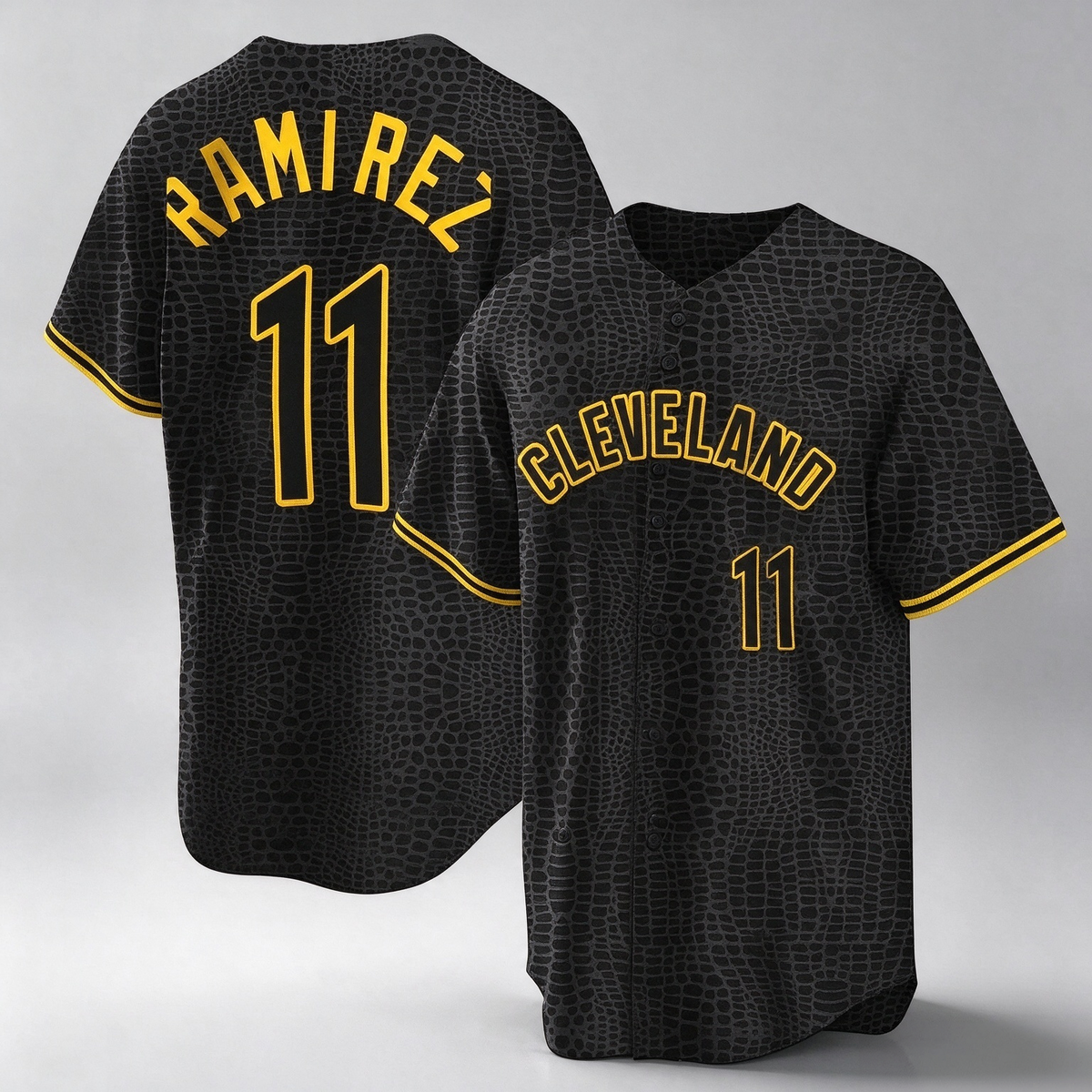 Cleveland Guardians #11 Jose Ramirez Player Black Snake Skin City Home Game Stitched Baseball Jersey