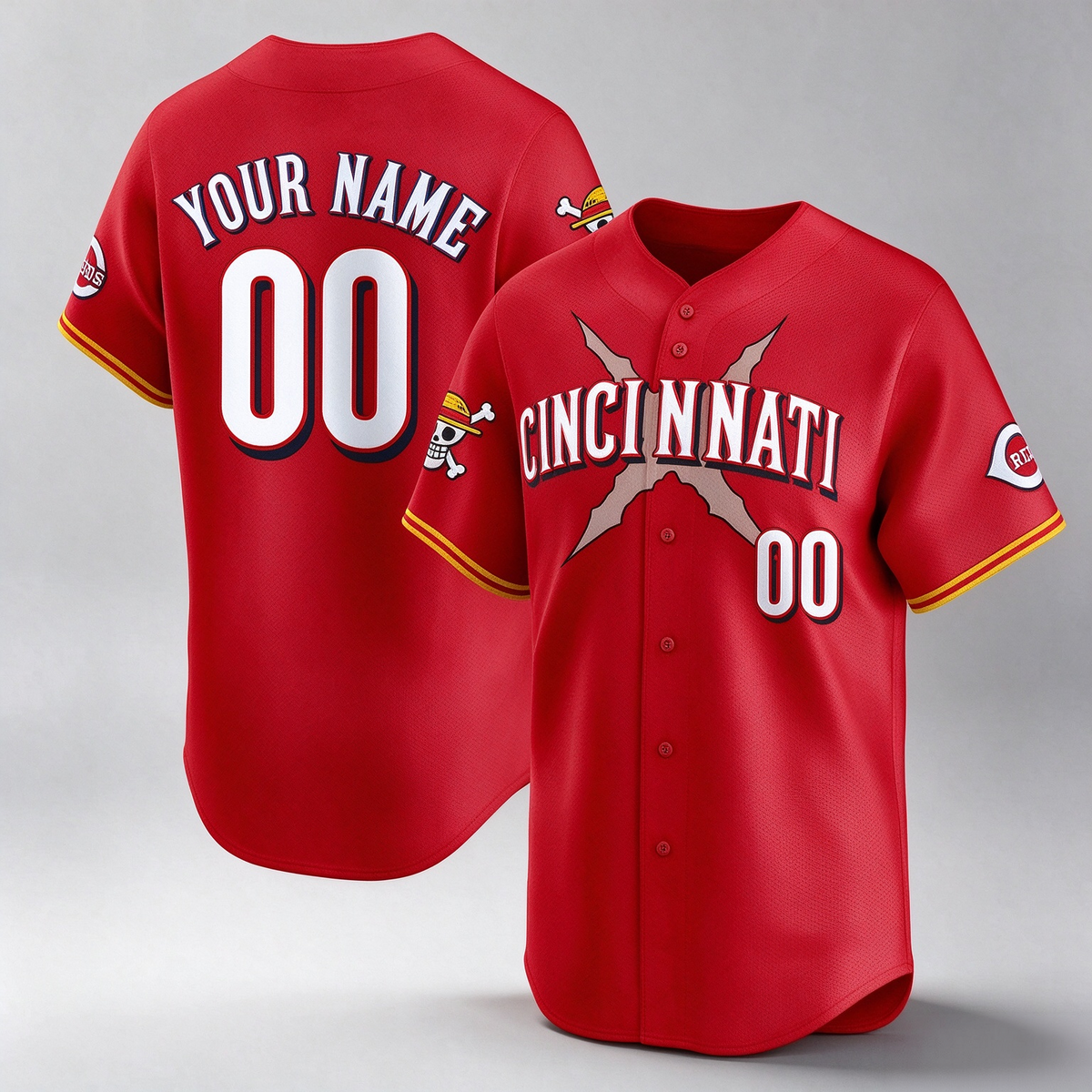 Custom Cincinnati Reds x One Piece Red Vapor Premier Limited Jersey - Stitched Baseball Jersey