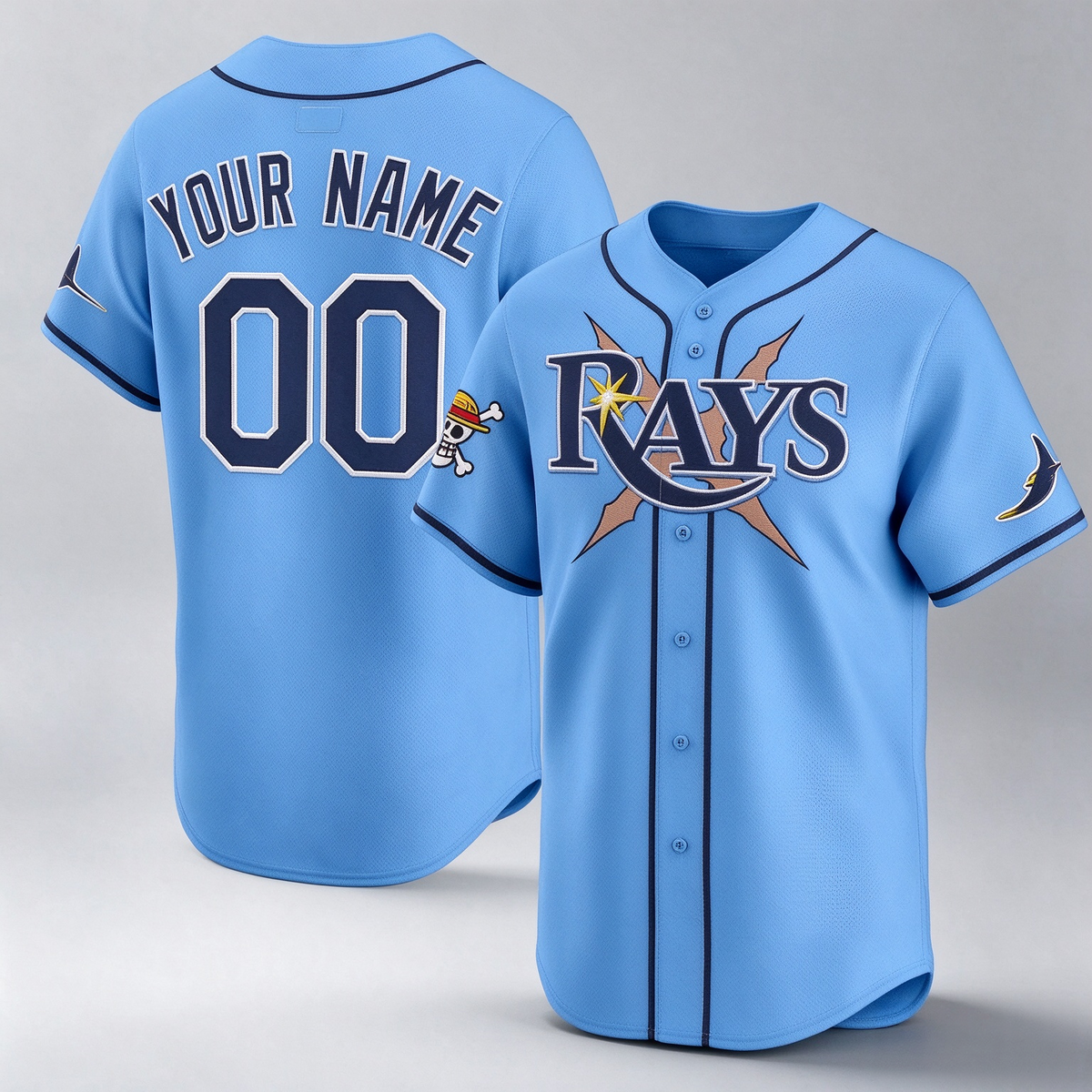 Custom Tampa Bay Rays x One Piece Blue Vapor Premier Limited Jersey - Stitched Baseball Jersey