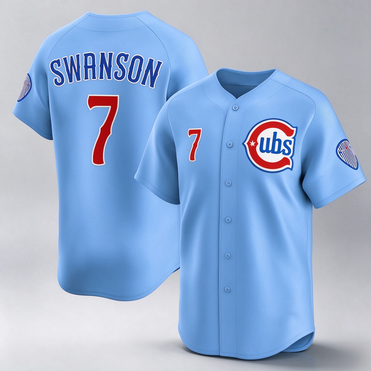 Chicago Cubs #7 Dansby Swanson Baby Blue 2nd Alternate Limited Player Baseball Jersey