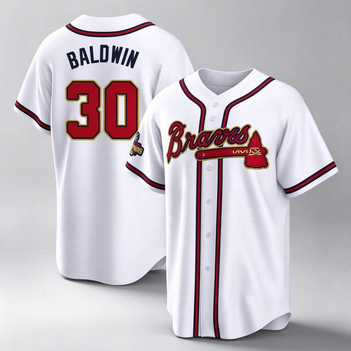 Atlanta Braves #30 Drake Baldwin Player White Gold Home Game Stitched Baseball Jersey
