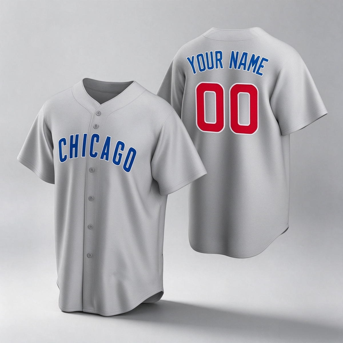 Custom Chicago Cubs Gray Stitched Cool Base Road Baseball Jersey