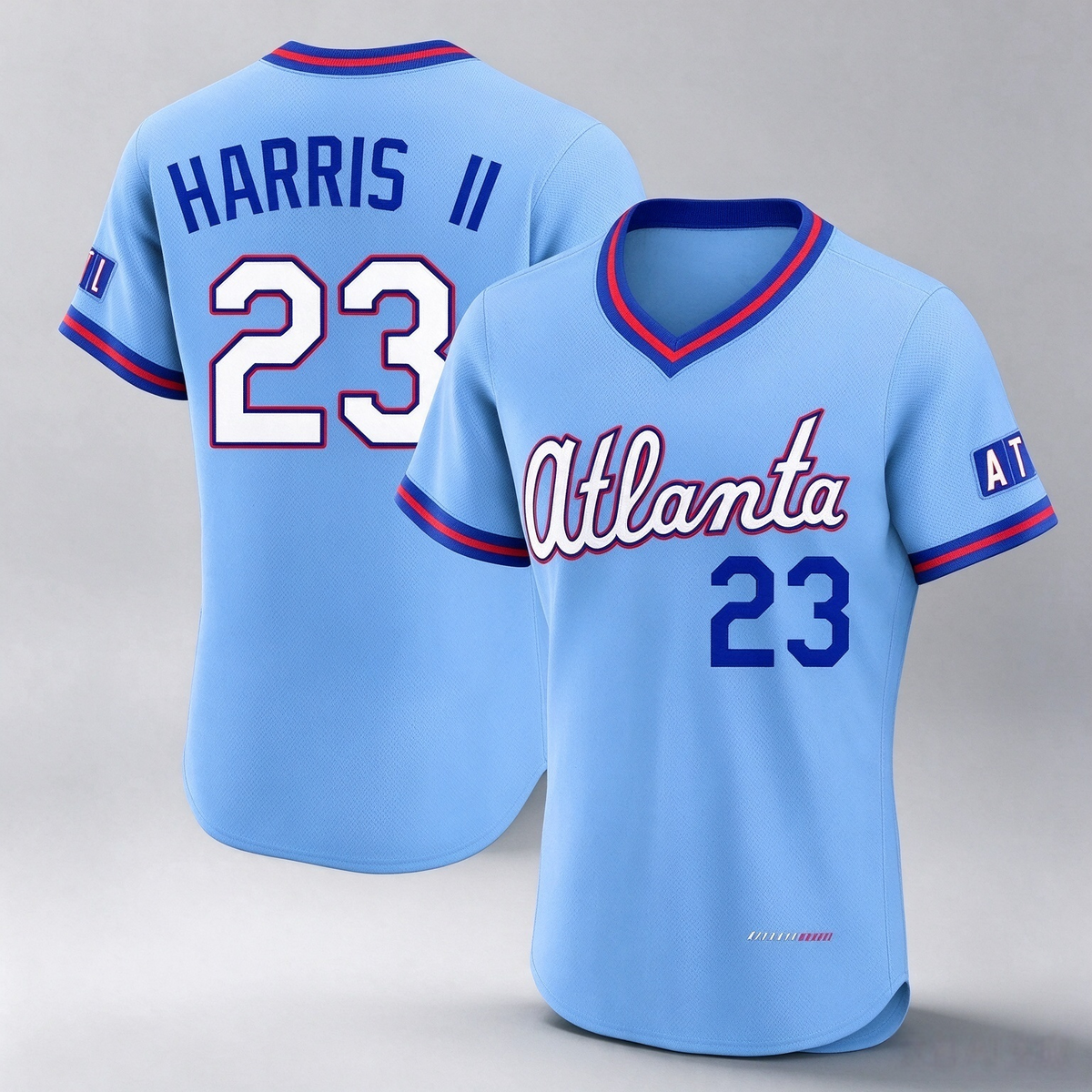 Atlanta Braves #23 Michael Harris II Player Powder Blue 2026 City Connect T-shirt Limited Elite Home Game Stitched Baseball Jersey