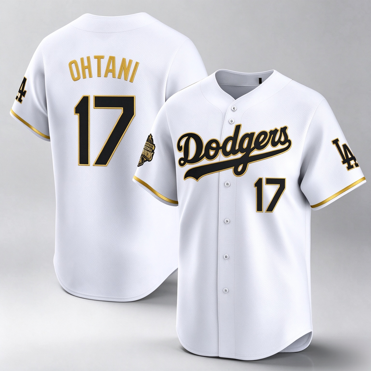 Los Angeles Dodgers White Gold 2025 Back-To-Back World Series Baseball Jerseys