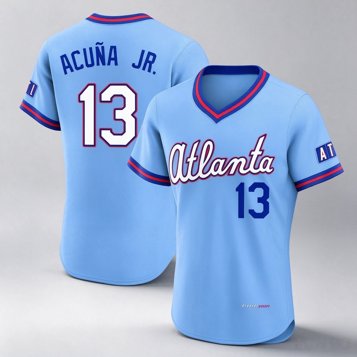 Atlanta Braves #13 Ronald Acuna Jr Player Powder Blue 2026 City Connect T-shirt Limited Elite Home Game Stitched Baseball Jersey
