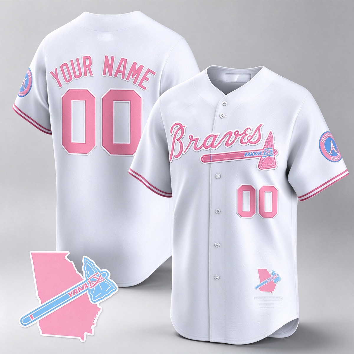 Atlanta Braves Bubblegum Pink Vapor Premier Limited Custom Jersey â€?White Baseball Jersey
