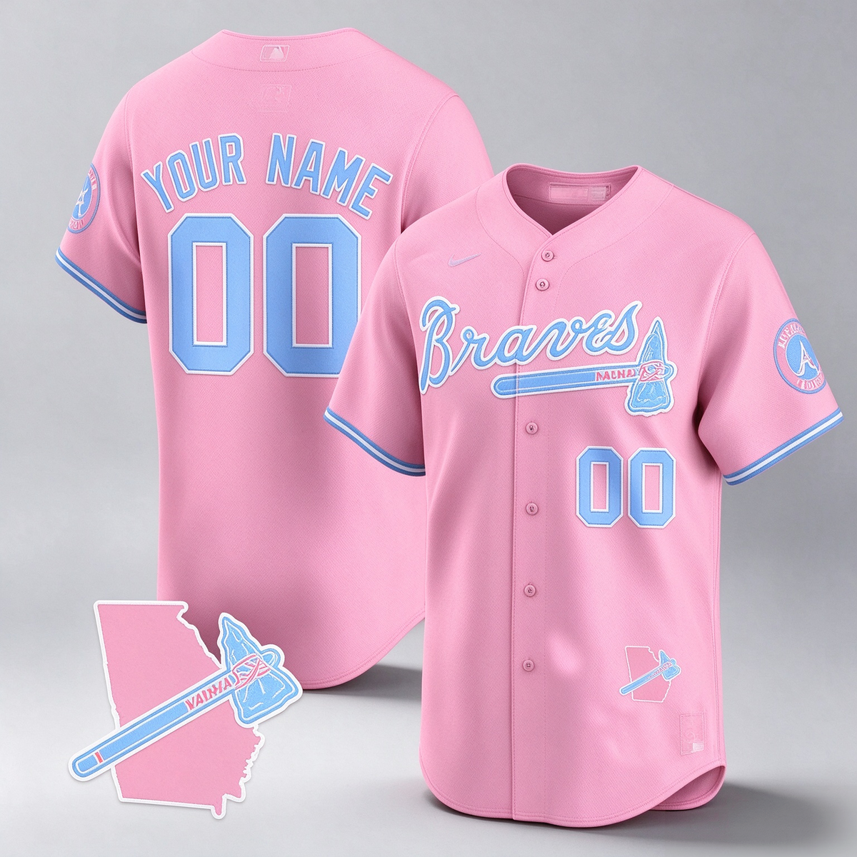 Atlanta Braves Bubblegum Pink Vapor Premier Limited Custom Jersey â€?All Stitched-Pink Baseball Jersey