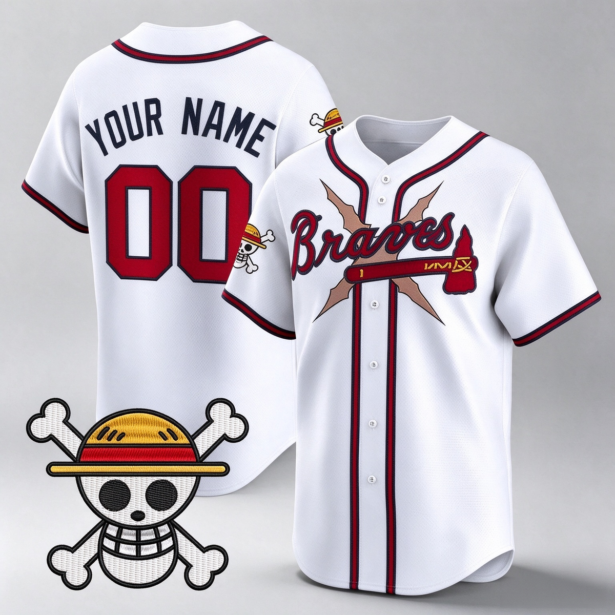 Custom Atlanta Braves x One Piece White Vapor Premier Limited Jersey - Stitched Baseball Jersey