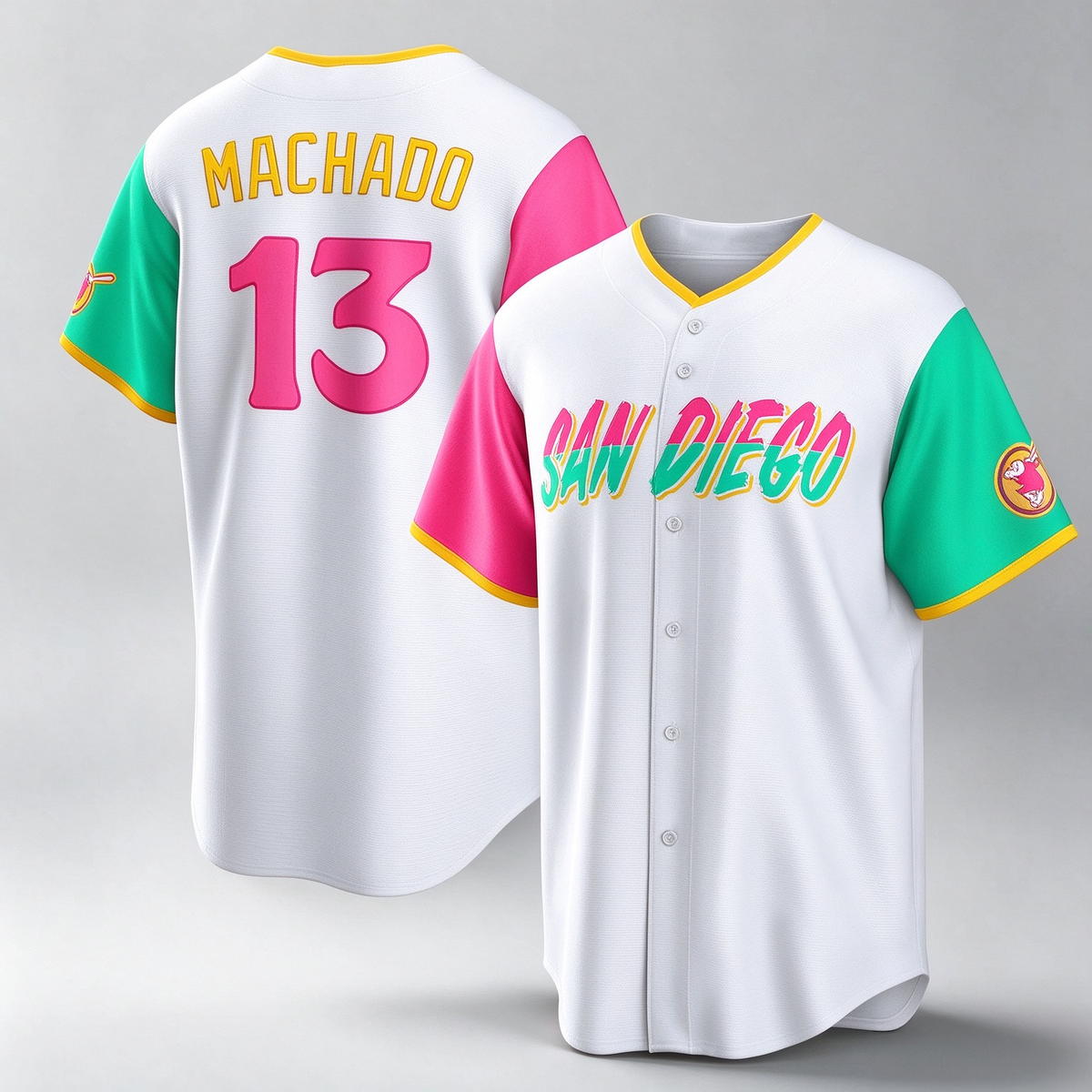 San Diego Padres #13 Manny Machado White City Connect Replica Player Baseball Jersey
