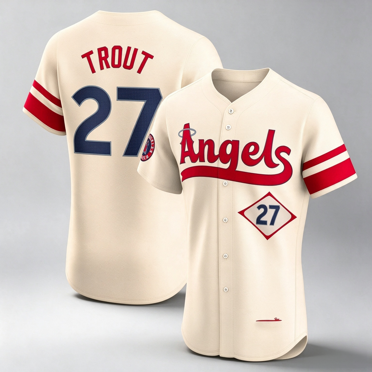Los Angeles Angels #27 Mike Trout Cream City Connect Elite Player Baseball Jersey